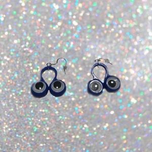 Handmade blue googly eye earrings!